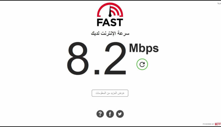 fast لقياس سرعة الانترنت بالميجا